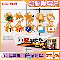 日本LEC激落君─黑霉君鹼性凝膠除霉膏大容量200g /盒(附平鏟刮板1入，牙膏型粉紅色果凍狀清潔劑，浴室廁所磁磚隙縫矽利康，洗衣機膠圈防霉)