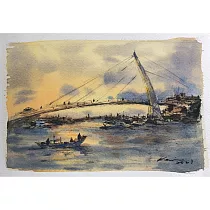 【玲廊滿藝】林國勇─淡水情人橋16x24cm