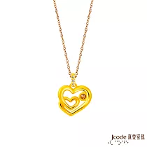 J’code真愛密碼金飾 心心相愛硬金墜子 送玫瑰鋼項鍊