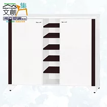 【文創集】南亞塑鋼 爾文多彩4.2尺雙開門中空鞋櫃(七色可選) 胡桃雙色
