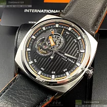 Giorgio Fedon 1919喬治飛登精品錶，編號：GF00092，42mm方形銀精鋼錶殼黑色錶盤真皮皮革深黑色錶帶