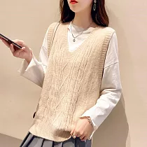 【BJ COLLECTION】日系針織前短後長質感背心毛衣BJC30027 杏色