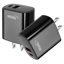 HANG C62 22W PD+QC 雙口多兼容快充 超快充電器 黑色