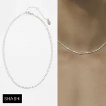 SHASHI 紐約品牌 Tennis Diamond 銀色滿鑽項鍊 經典鑲鑽項鍊