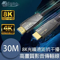 UniSync HDMI認證2.1版8K光纖遠距傳輸抗干擾高畫質影音傳輸線 30M