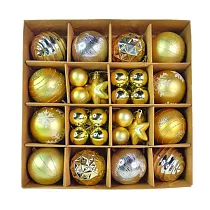 摩達客聖誕─30mm + 60mm造型彩繪球42入吊飾禮盒裝(16格)香檳金色系| 聖誕樹裝飾球飾掛飾
