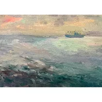 【玲廊滿藝】李喬煒─冬天西子灣海景15.5x22.5cm