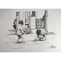 【玲廊滿藝】李曙初─姊妹間的玩耍時光21x29.7cm