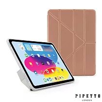 PIPETTO iPad 第10代 (10.9吋) Origami 多角度多功能保護套─玫瑰金/透明背蓋