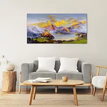 【御畫房】金山城堡 國家一級畫師手繪油畫60×120cm VF─122 (客製商品)