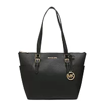 MICHAEL KORS 素面皮革手提肩背包─黑