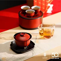 【陸寶LOHAS】福照萬家蓋碗茶組 東方大氣之美 年節送禮首選  富貴紅