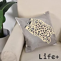 Life+ 動物藝術立體刺繡抱枕/繡花靠墊/靠枕─6款任選 豹你富貴