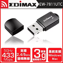 EDIMAX 訊舟 EW─7811UTC AC600雙頻USB迷你無線網路卡