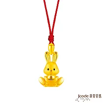 J’code真愛密碼金飾 招財兔硬金墜子 送黑皮繩項鍊