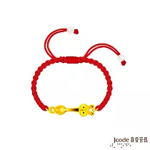 J’code真愛密碼金飾 好命小兔硬金編織手鍊─紅