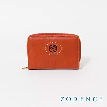 ZODENCE HAN義大利植鞣革時尚拉鍊中夾 橘紅