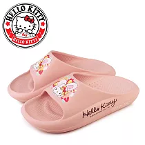 【HELLO KITTY】女 拖鞋 浴室拖鞋 凱蒂貓 花漾 兔兔 輕量 厚底 舒壓 防水 室內 室外 寬版 JP23 淺橙色