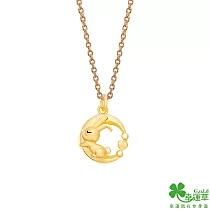 幸運草金飾 月光兔黃金墜子 送黑皮繩項鍊