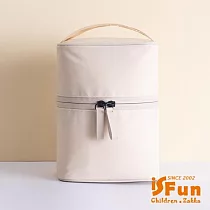 【iSFun】鋪棉圓桶*可拆多隔收納化妝包 米