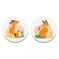 軟式珪藻土吸水杯墊 小狐狸系列 杯墊 珪藻土杯墊 (2入/組)(10*10*0.5cm) 美好─圓