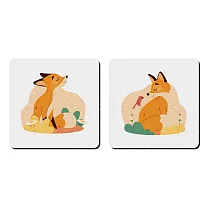 軟式珪藻土吸水杯墊 小狐狸系列 杯墊 珪藻土杯墊 (2入/組)(10*10*0.5cm) 美好─方