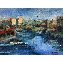 【玲廊滿藝】陳雅惠─東港漁村 24x33cm