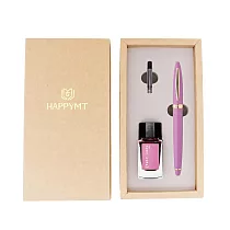 (免費客製化)HAPPYMT開心鋼筆墨水禮盒 薰衣紫金夾 筆尖─F 薰衣紫