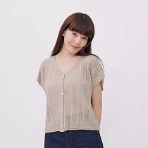 Delia針織鈕扣開襟背心 FREE SIZE 奶茶