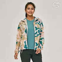 ADISI 女輕肌感彈透印花抗風撥水連帽外套AJ2391055 (S─2XL)|輕薄透氣 輕抗風 輕撥水 彈性 快乾 機能外套 S 迷彩老鷹粉藍