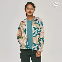 ADISI 女輕肌感彈透印花抗風撥水連帽外套AJ2391055 (S─2XL)|輕薄透氣 輕抗風 輕撥水 彈性 快乾 機能外套 L 迷彩老鷹粉藍