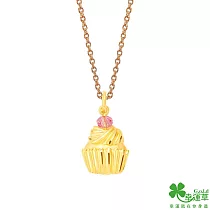 幸運草金飾 莓好蛋糕黃金/水晶墜子 送白鋼項鍊