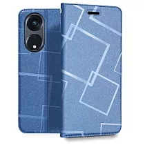 GENTEN for OPPO Reno 8T 極簡立方磁力手機皮套 藍色