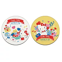 【Sanrio 三麗鷗】軟式珪藻土杯墊 歡慶派對 凱蒂 大耳狗 (2入/組)(10*10*0.5cm) 歡慶凱蒂
