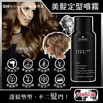 德國Schwarzkopf施華蔻─黑魔髮記憶塑型蓬鬆空氣感持久美髮定型噴霧─3號100ml/黑罐(黑颶風專業沙龍，扁塌髮救星，耐汗造型髮膠，防熱防曬護髮液)
