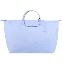 LONGCHAMP LE PLIAGE GREEN系列刺繡短把再生尼龍摺疊旅行袋(大) 天澄