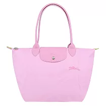 LONGCHAMP LE PLIAGE GREEN系列刺繡長把再生尼龍摺疊水餃包(中) 粉紅