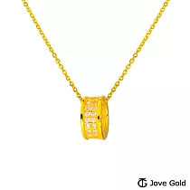 JoveGold漾金飾 幸福小圈套黃金墜子 送玫瑰鋼項鍊