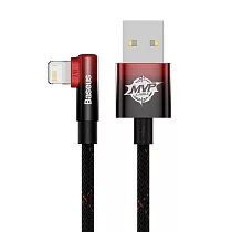 Baseus 倍思 MVP系列2手遊彎頭 Lightning 快充傳輸線2.4A─1米 黑紅
