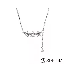 【SHEENA】綻放花朵鋯石項鍊 ─ 銀