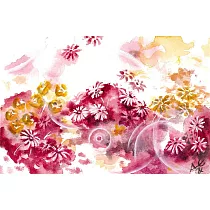 【玲廊滿藝】Ashley TU─心靈創作─紅寶石與花13.5x19cm