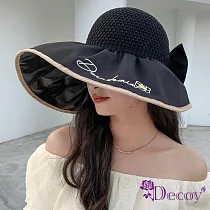 【Decoy】刺繡小花*棉麻防曬透氣加大遮陽帽/ 黑