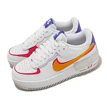 Nike 休閒鞋 Wmns AF1 Shadow 女鞋 白 橘 粉 皮革 撞色 雙勾 解構 DZ1847─100