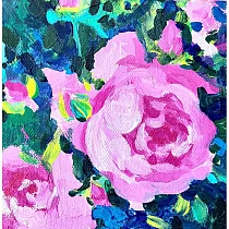 【玲廊滿藝】李喬煒─桔梗花園15x15cm