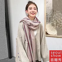 Seoul Show首爾秀 英倫經典千鳥格仿羊絨百搭圍巾披肩 粉色