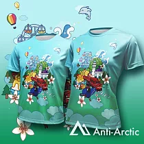 【Anti─Arctic】|台灣意象─火車─短袖T恤─大人─男女同款─ 3XL 藍綠