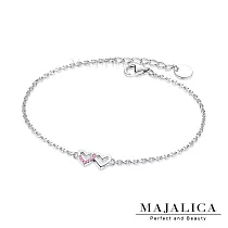 Majalica 925純銀手鍊女款心心相映愛心造型PH8035 17 粉鋯手鍊