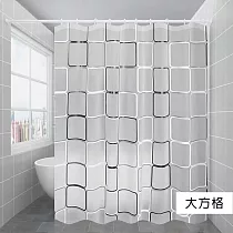 【E.dot】PEVA防霉防水浴簾(附掛環) ─3入組 大方格