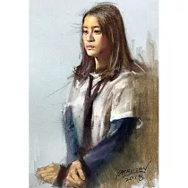 【玲廊滿藝】連雅綺─女學生50x32cm
