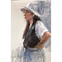 【玲廊滿藝】連雅綺─戴帽女孩54.6x39.4cm